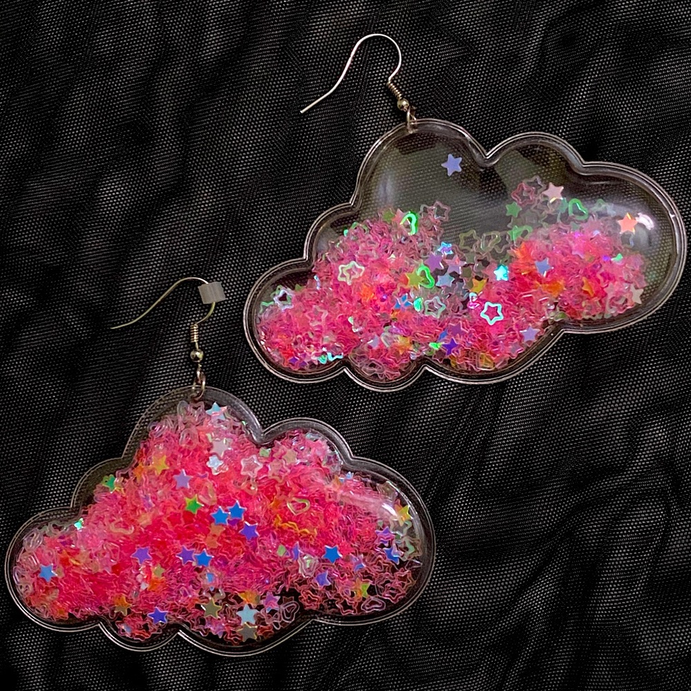 Pink Iridescent Cloud Earrings